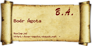 Boér Ágota névjegykártya